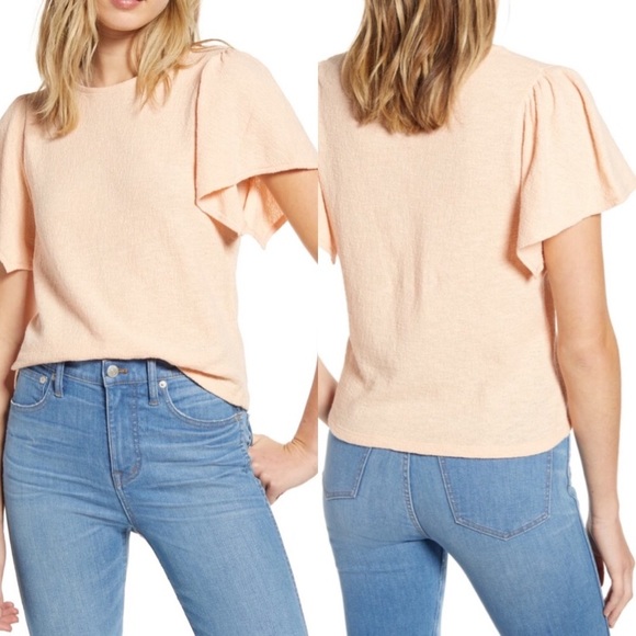 Madewell Texture Thread Flutter Sleeve Top - Picture 4 of 16